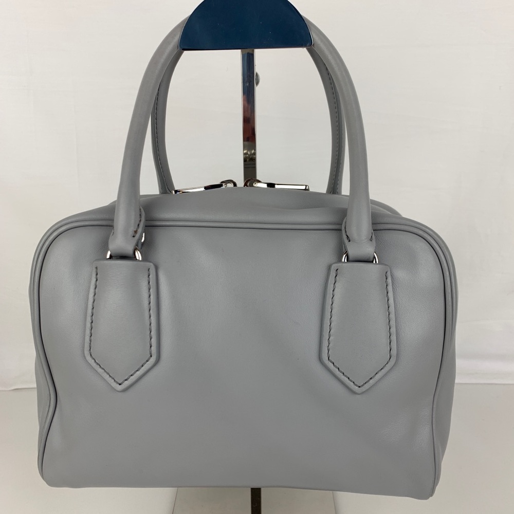 New Prada Italian Calf Leather Gray Bauletto Bag - Picture 3 of 8
